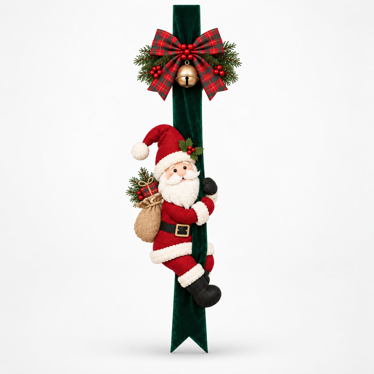 3D And Plaid Cloth Christmas 3D Santa Door Hanging - Image 7