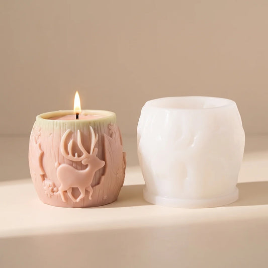 3D Christmas Candle Mold With Elk Snowflake And Christmas Tree Designs - Image 1