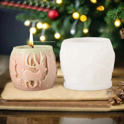 3D Christmas Candle Mold With Elk Snowflake And Christmas Tree Designs - Image 2