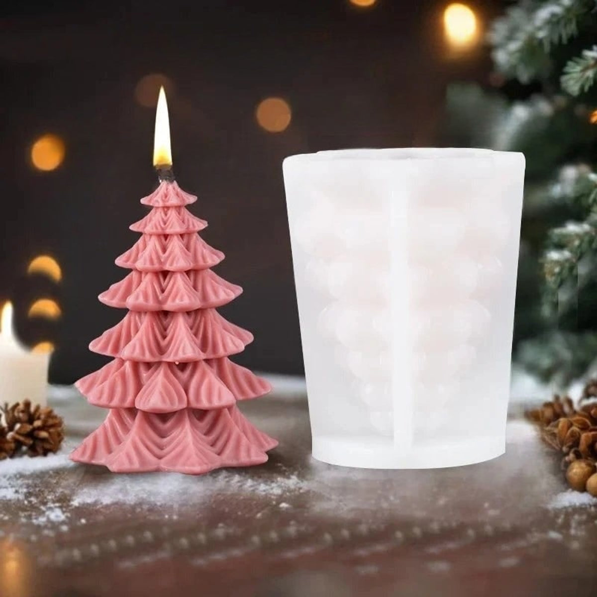 3D Christmas Candle Mold With Elk Snowflake And Christmas Tree Designs - Image 4