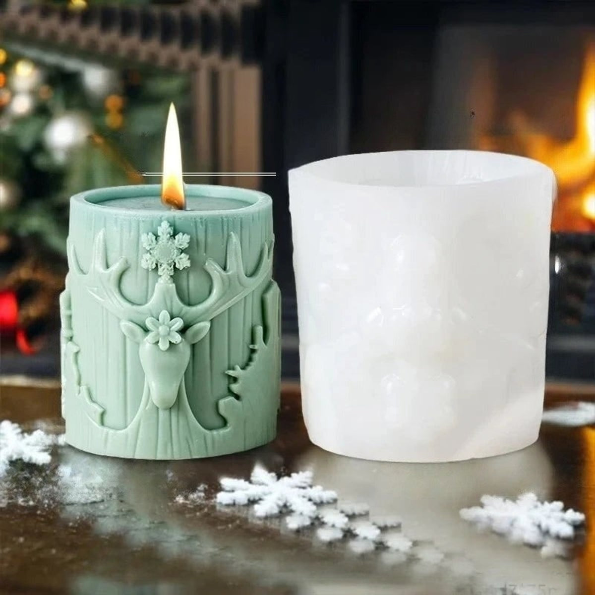 3D Christmas Candle Mold With Elk Snowflake And Christmas Tree Designs - Image 9