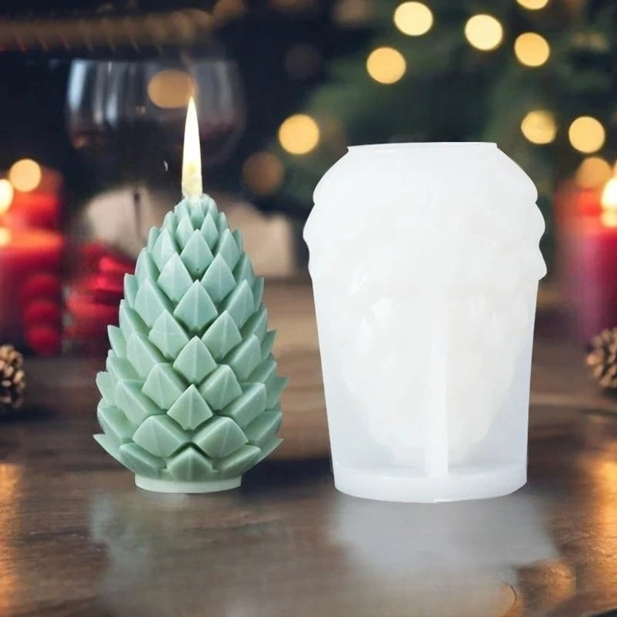 3D Christmas Candle Mold With Elk Snowflake And Christmas Tree Designs - Image 3