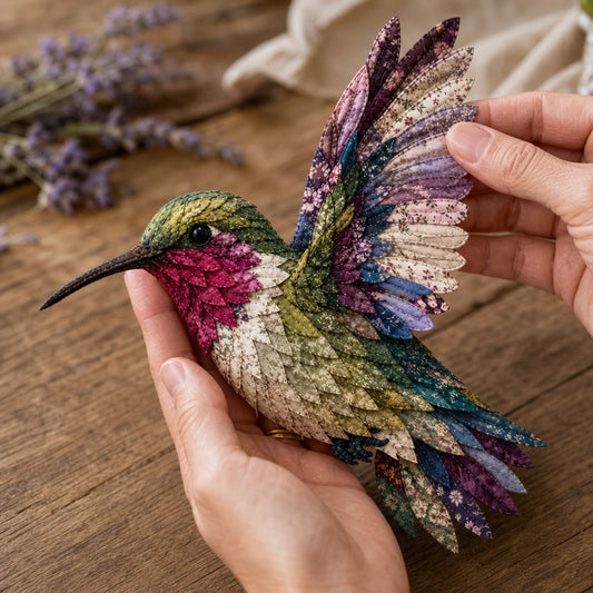 3D Fabric Patchwork Bird Kit With Pre-Cut Numbered Pieces And Wooden Stand - Image 1