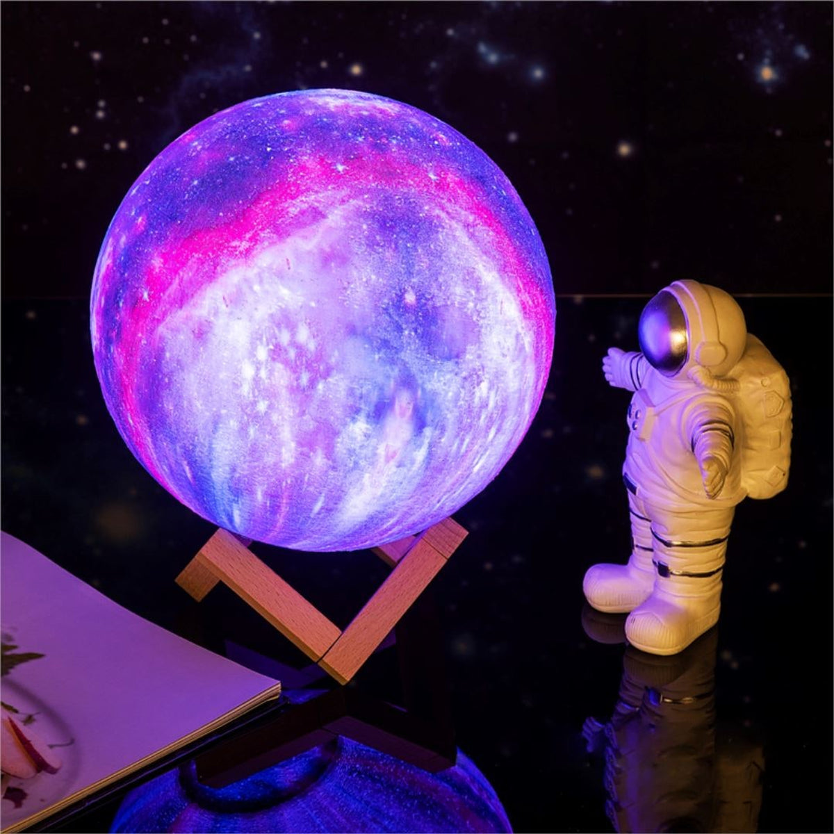3D Galaxy Moon Lamp With Rechargeable LED Night Light - Image 3