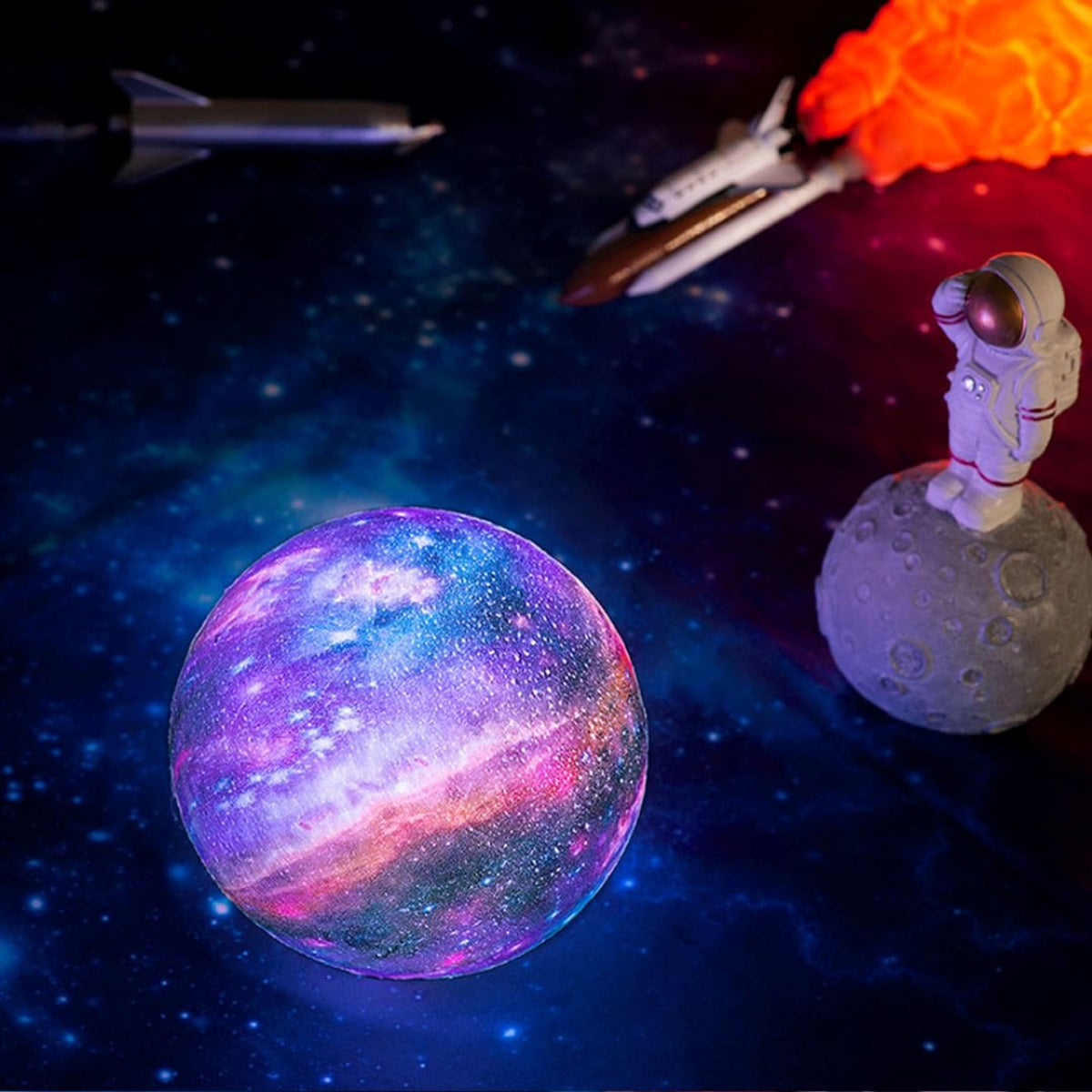 3D Galaxy Moon Lamp With Rechargeable LED Night Light - Image 7