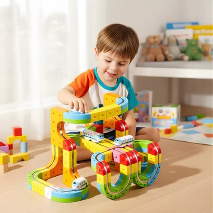 3D Train Building Set For Kids Stem Toy With Modular Tracks And Bridges - Image 4
