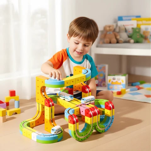 3D Train Building Set For Kids Stem Toy With Modular Tracks And Bridges - Image 4