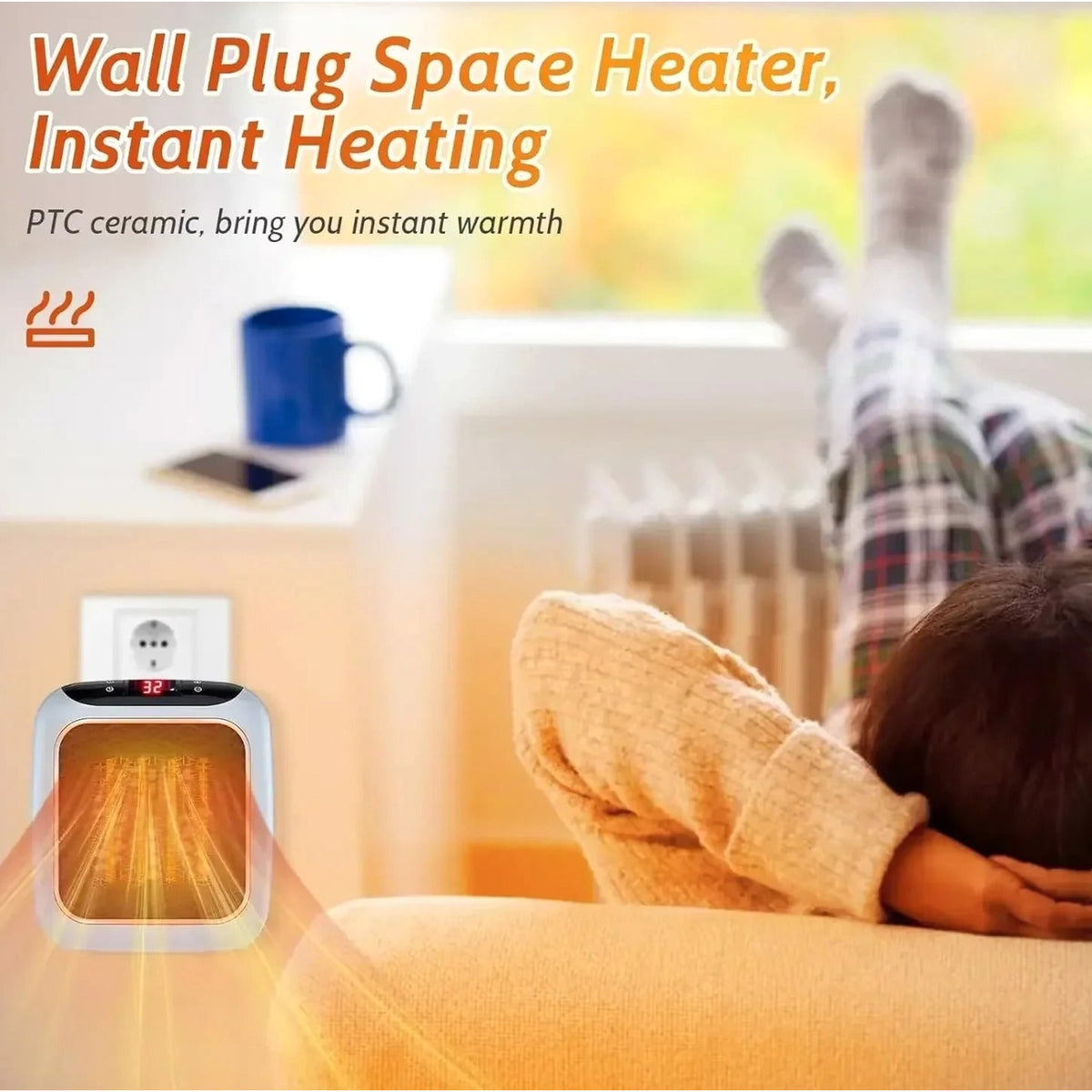 800W Electric Portable Mini Heater With Remote And 12-Hour Timer - Image 5
