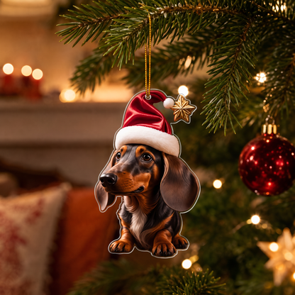 Acrylic Christmas Dachshund Ornament Set - Image 1