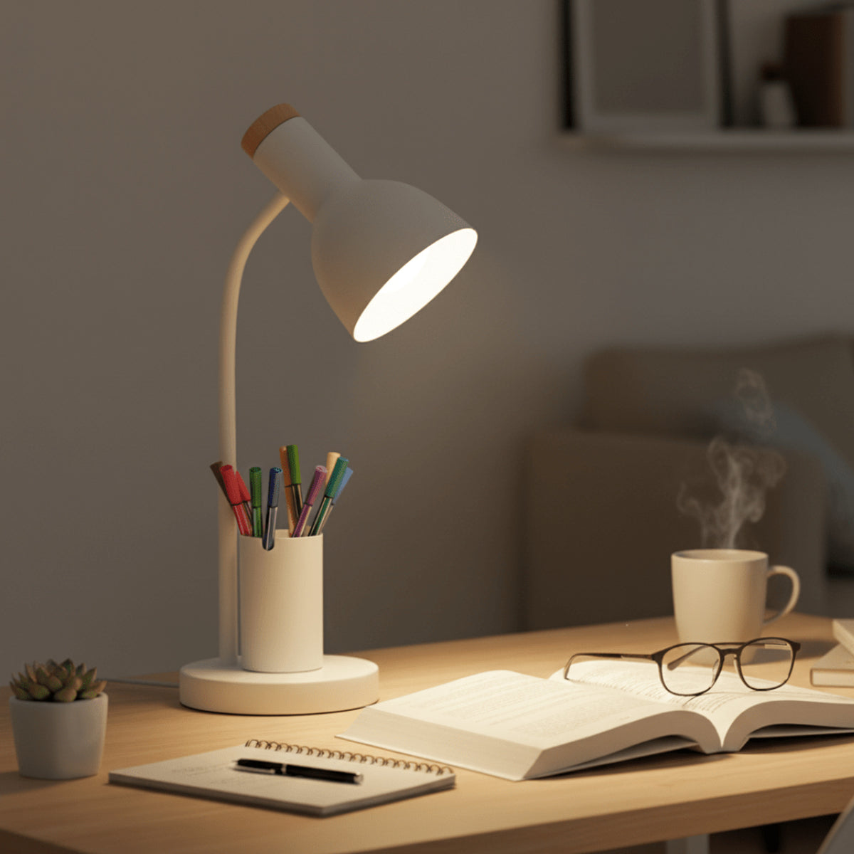 Adjustable LED Desk Lamp With Pen Holder - Image 1