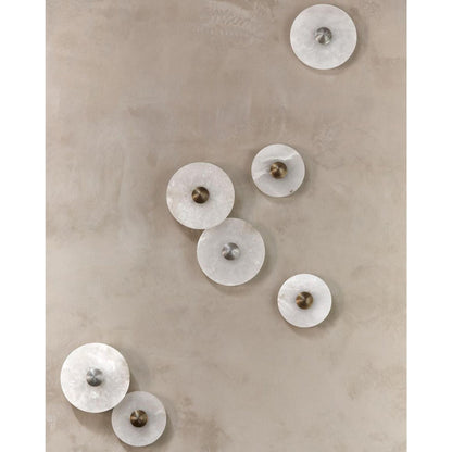 Alabaster Round Wall Lamp With Brass Mount - Image 2