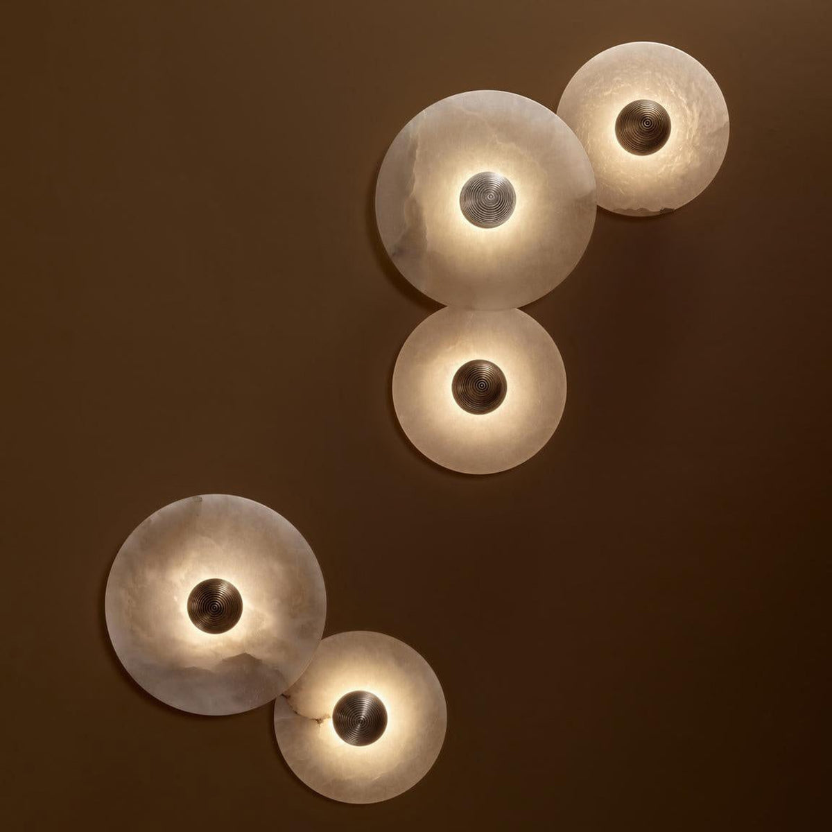 Alabaster Round Wall Lamp With Brass Mount - Image 3