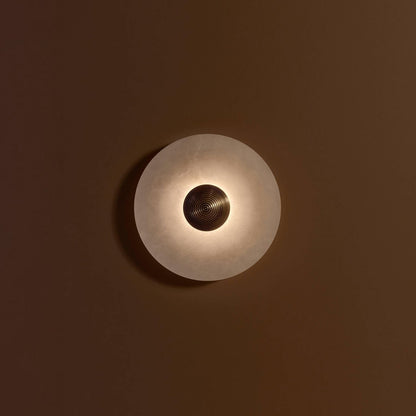 Alabaster Round Wall Lamp With Brass Mount - Image 4
