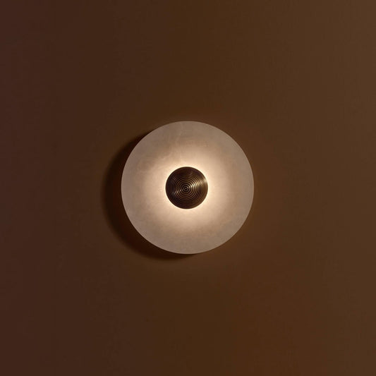 Alabaster Round Wall Lamp With Brass Mount - Image 4