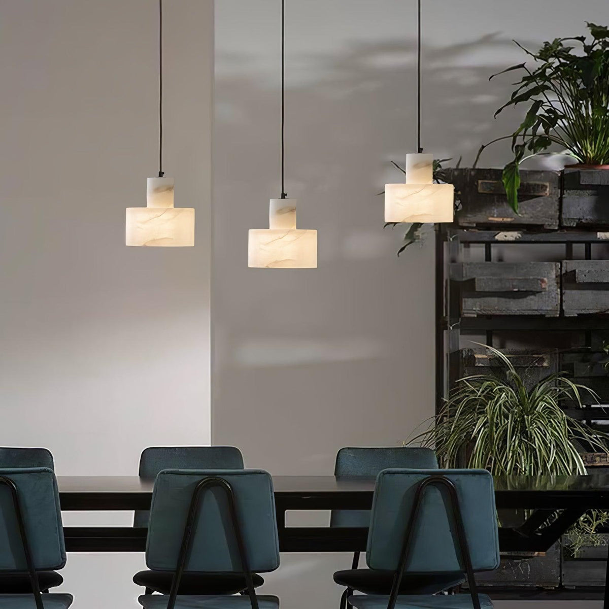 Alabaster Stacked Cylindrical Pendant Light - Image 7