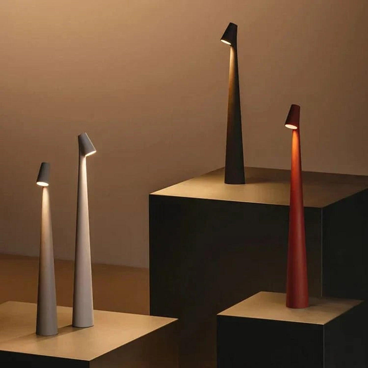 Aluminium Tall Cone Minimalist LED Table Lamp - Image 8