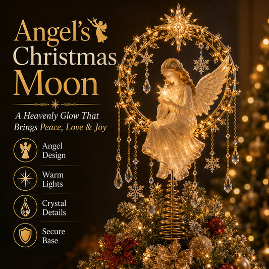 Angel's Christmas Moon Lighted Christmas Tree Topper - Image 1