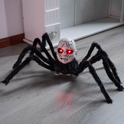Animatronic Spider Prop Doll Face Glowing Red Eyes Halloween Decor - Image 6