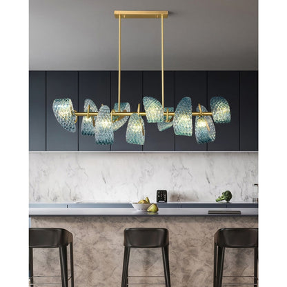 Art Glass Chandelier With Peacock Feather Design - Image 2