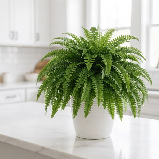 Artificial Hanging Boston Fern 18 Full Fronds No Watering Needed - Image 1