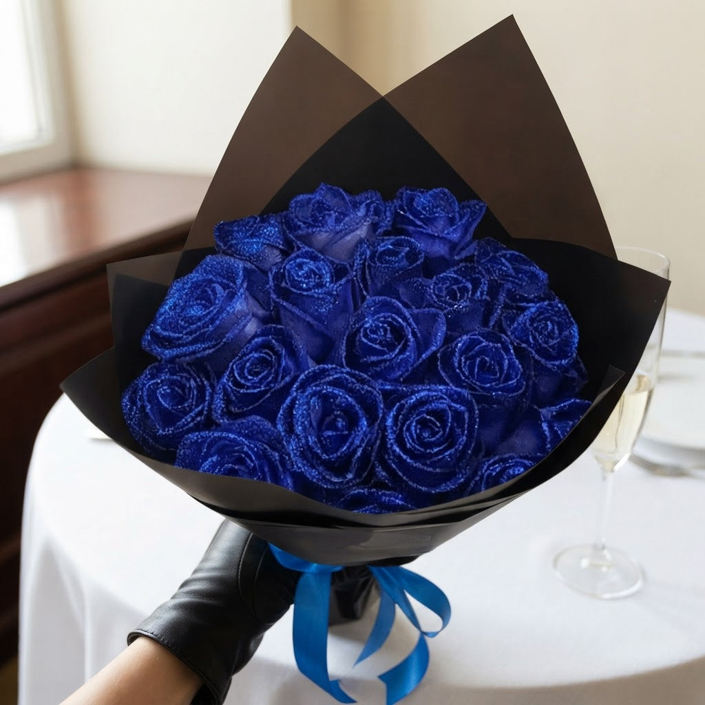 Valentine's Day Artificial White Rose Bouquet With Glitter Romance For Home Culture - Image 1