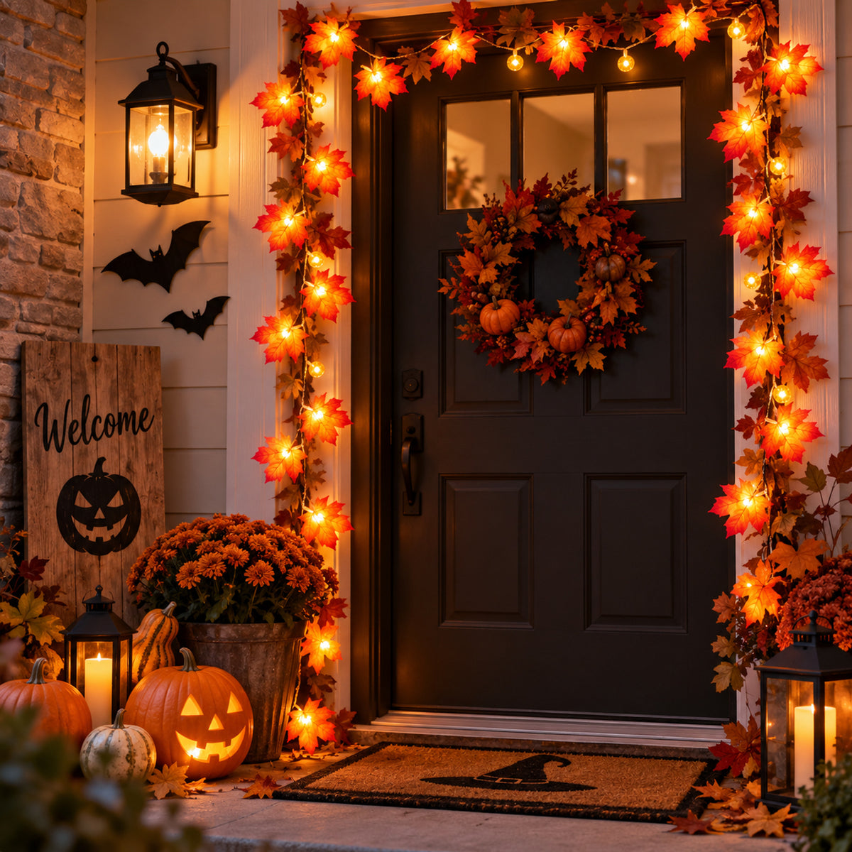 Autumn Leaves Halloween String Lights - Image 1