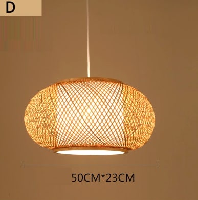 Bamboo Pendant Light Handwoven Wooden Hanging Ceiling Lamp - Image 11