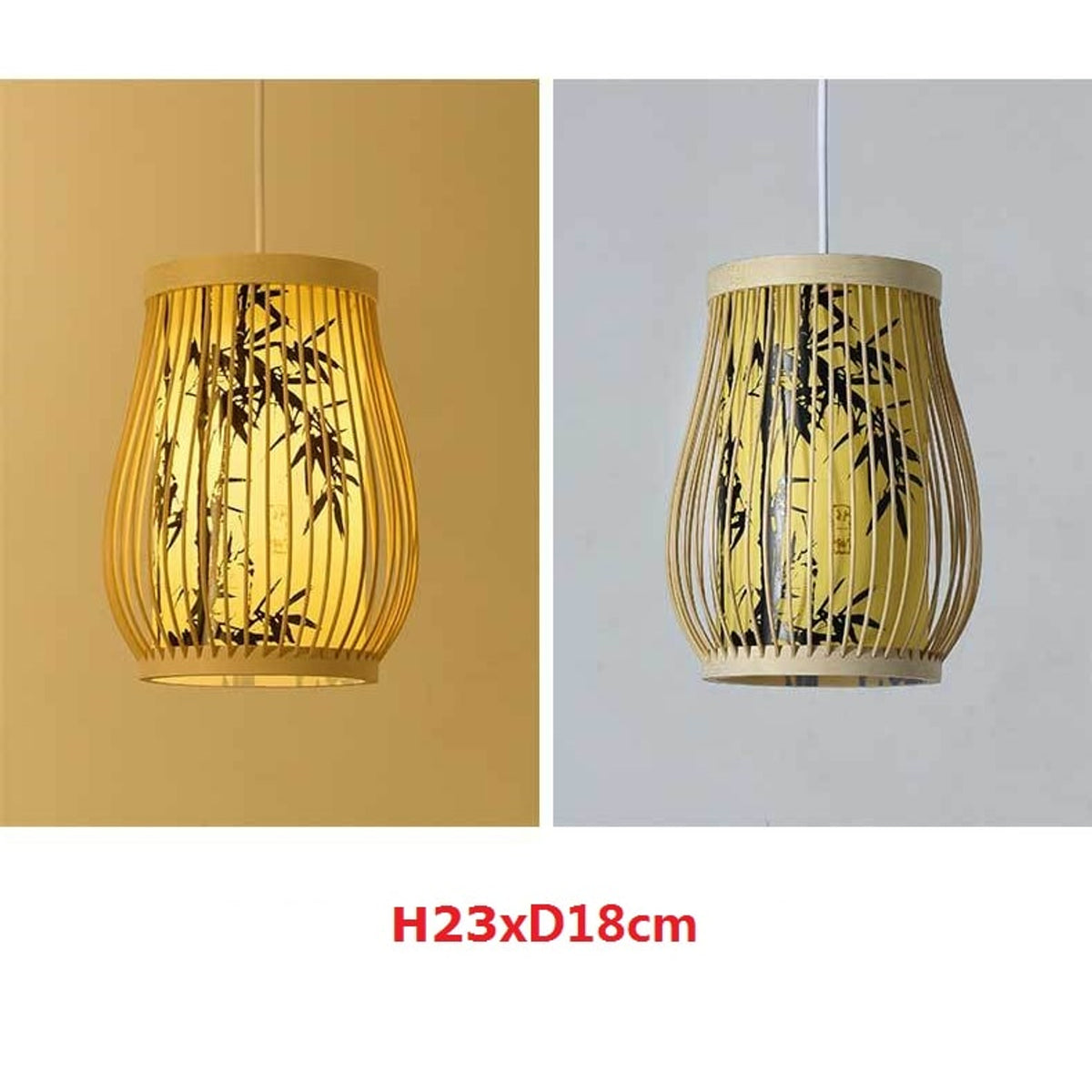 Bamboo Pendant Light Handwoven Wooden Hanging Ceiling Lamp - Image 3