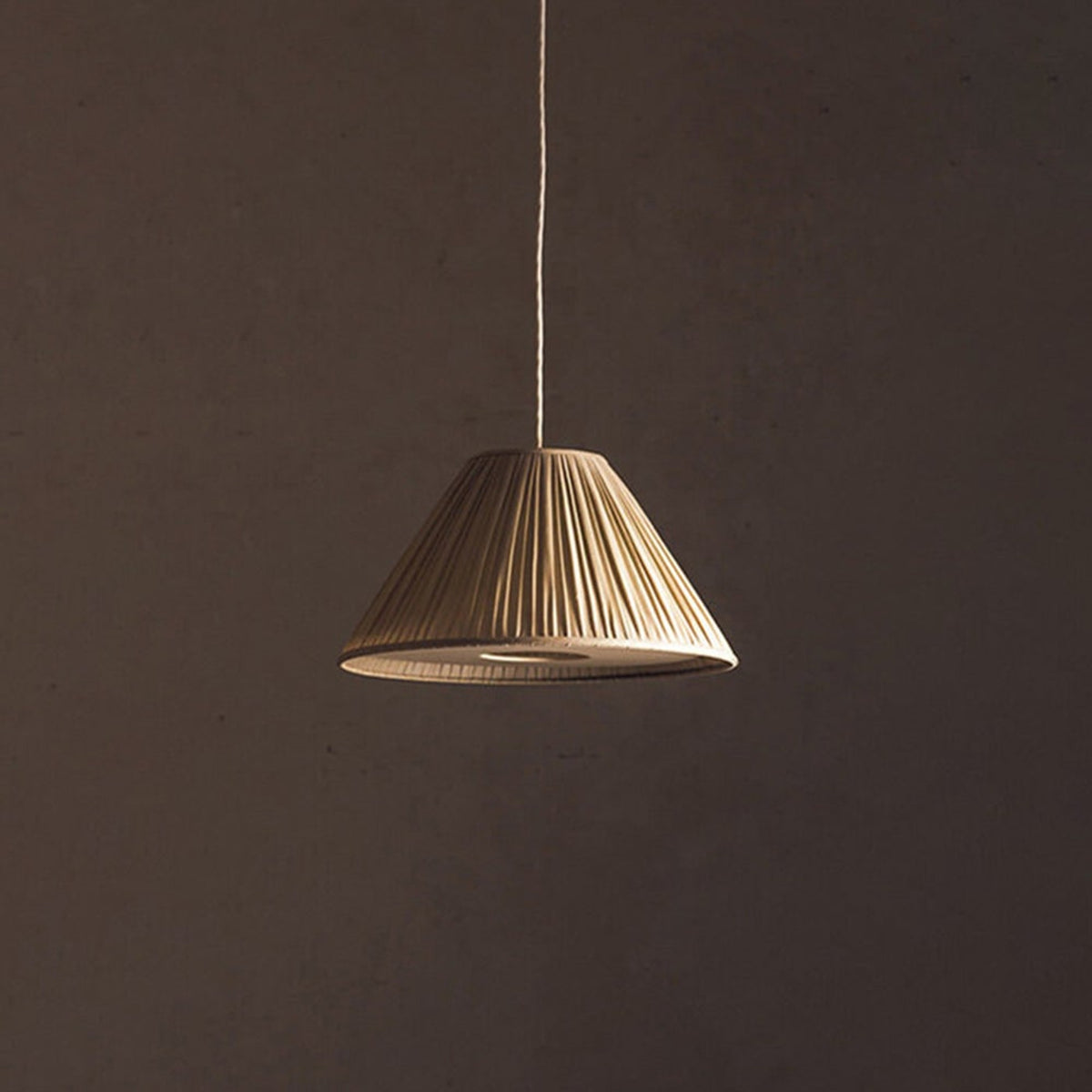 Beige Pleated Fabric Pendant Light With Adjustable Cord - Image 6