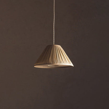 Beige Pleated Fabric Pendant Light With Adjustable Cord - Image 6