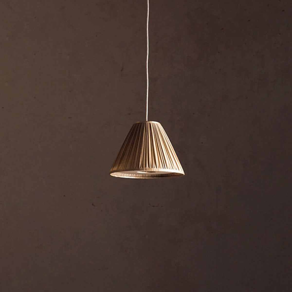 Beige Pleated Fabric Pendant Light With Adjustable Cord - Image 8