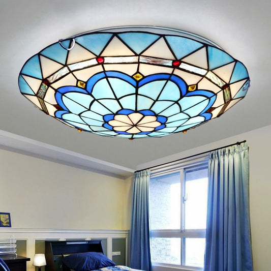 Blue Stained Glass Flush Mount Ceiling Light - Image 2
