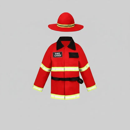 Boys Halloween Firefighter Costume With Fire Chief Badge Reflective Stripes And Structured 3D Truck Backpack - Image 1