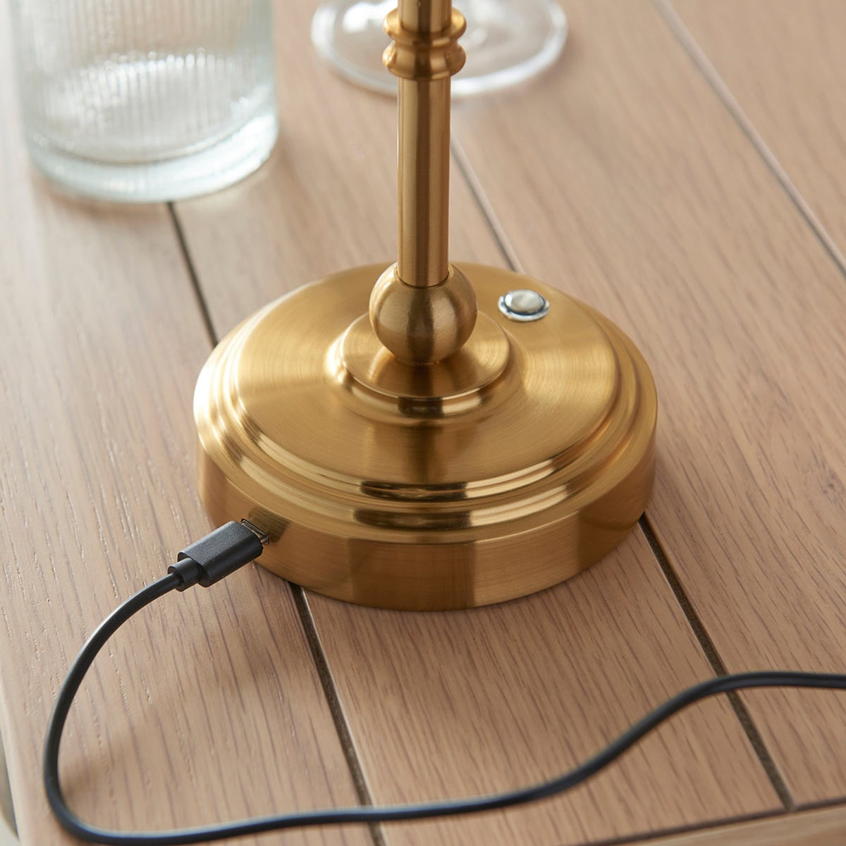 Brushed Aged Brass Table Lamp Base Rechargeable With Touch Dimming - Image 5