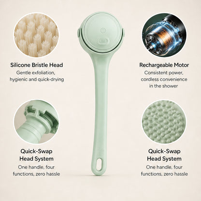 Brushwell Rechargeable Electric Back Brush With Long Handle For Shower - Image 9
