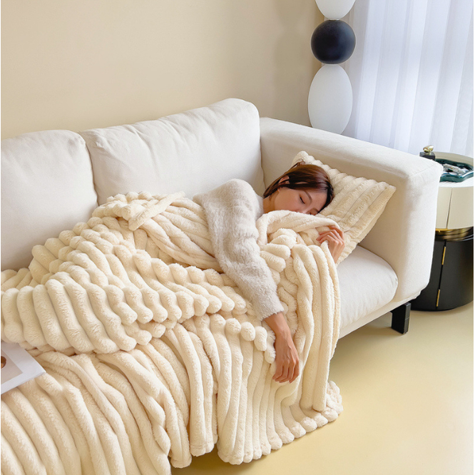 Bubble Faux Rabbit Fur Velvet Blanket With Thick Soft Warmth - Image 10