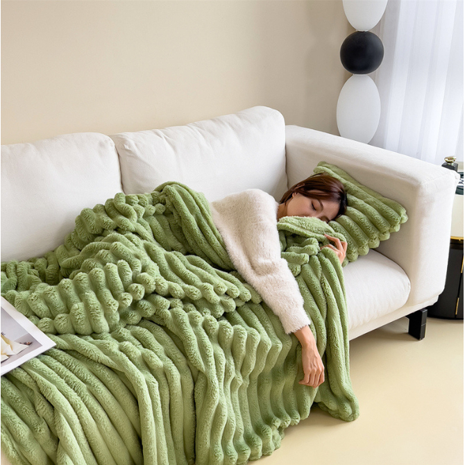 Bubble Faux Rabbit Fur Velvet Blanket With Thick Soft Warmth - Image 12