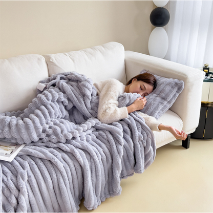 Bubble Faux Rabbit Fur Velvet Blanket With Thick Soft Warmth - Image 5