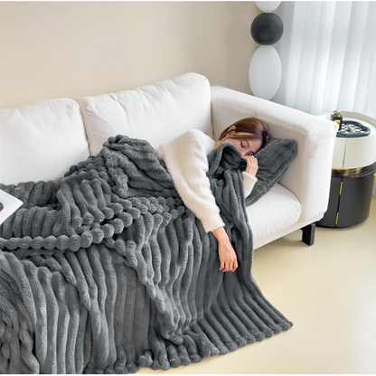 Bubble Faux Rabbit Fur Velvet Blanket With Thick Soft Warmth - Image 7