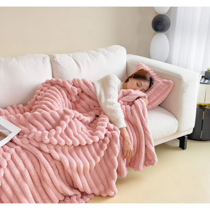 Bubble Faux Rabbit Fur Velvet Blanket With Thick Soft Warmth - Image 8