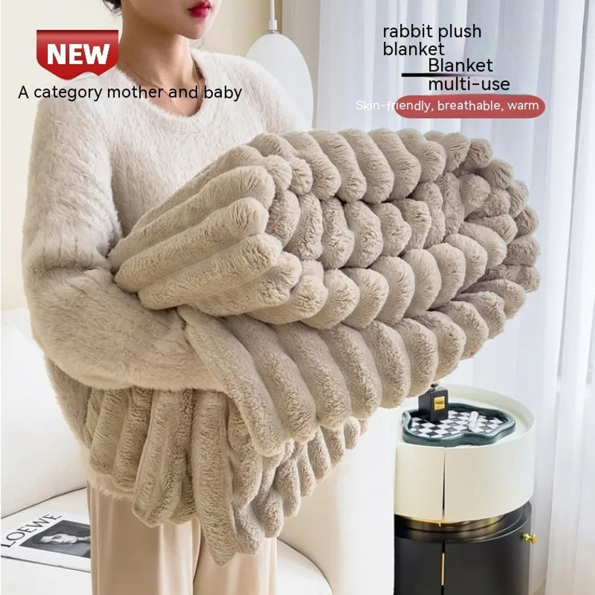 Bubble Faux Rabbit Fur Velvet Blanket With Thick Soft Warmth - Image 4