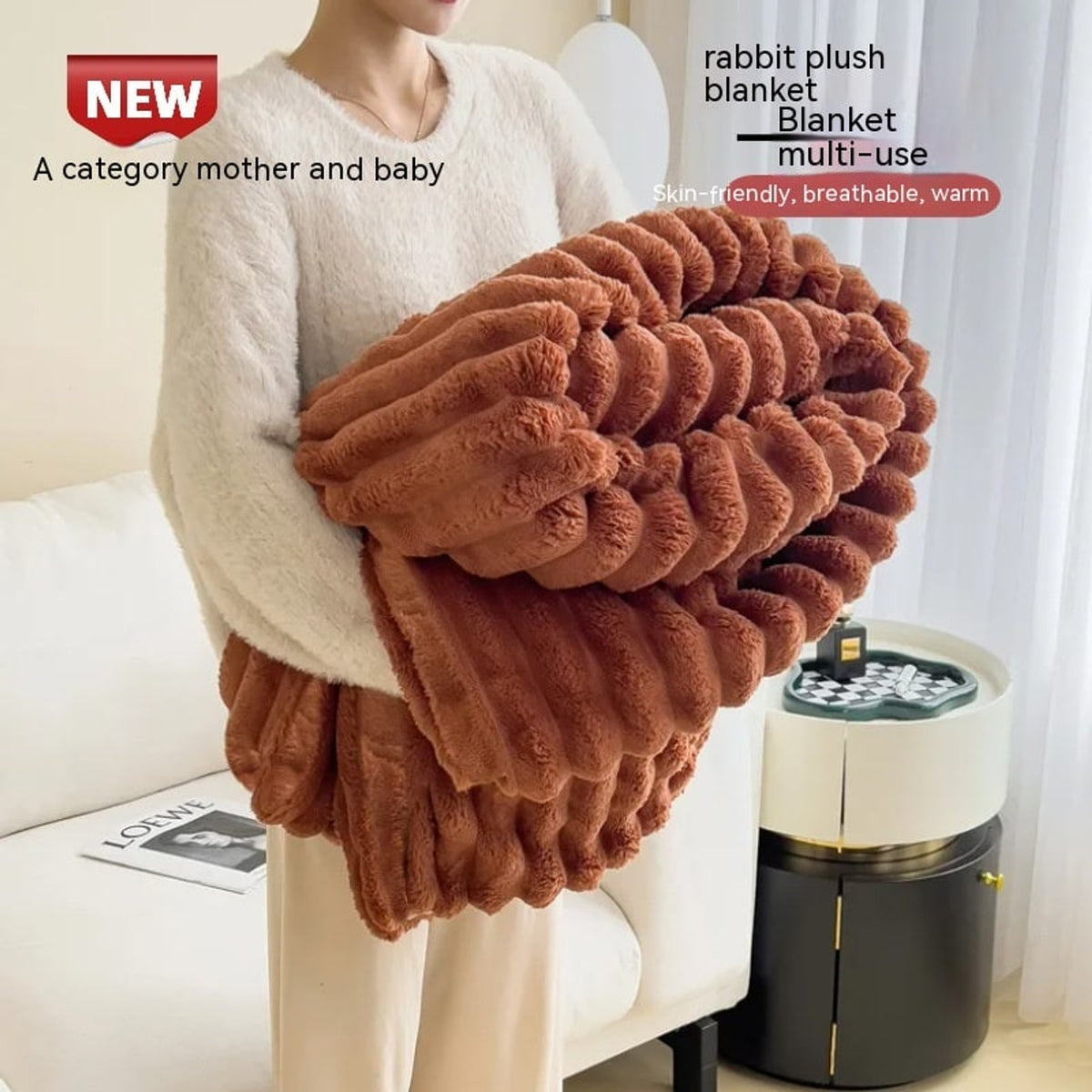 Bubble Faux Rabbit Fur Velvet Blanket With Thick Soft Warmth - Image 9