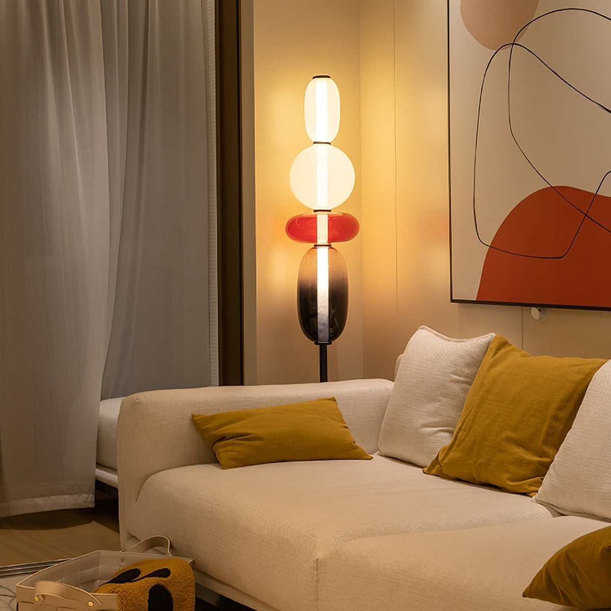 Candied Glass Floor Lamp With Strung Cluster Design - Image 7