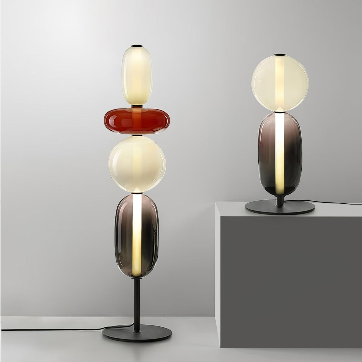 Candied Glass Floor Lamp With Strung Cluster Design - Image 8
