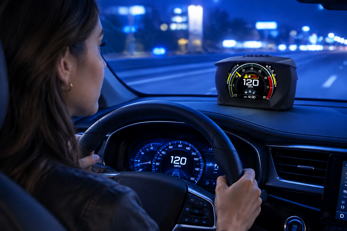 Car Hud Display With OBD2 GPS Speedometer Inclinometer And Alarm Gauge For Real-Time Driving Information - Image 3