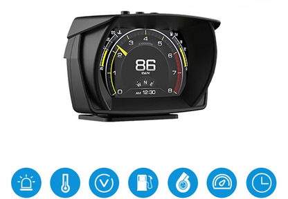 Car Hud Display With OBD2 GPS Speedometer Inclinometer And Alarm Gauge For Real-Time Driving Information - Image 6