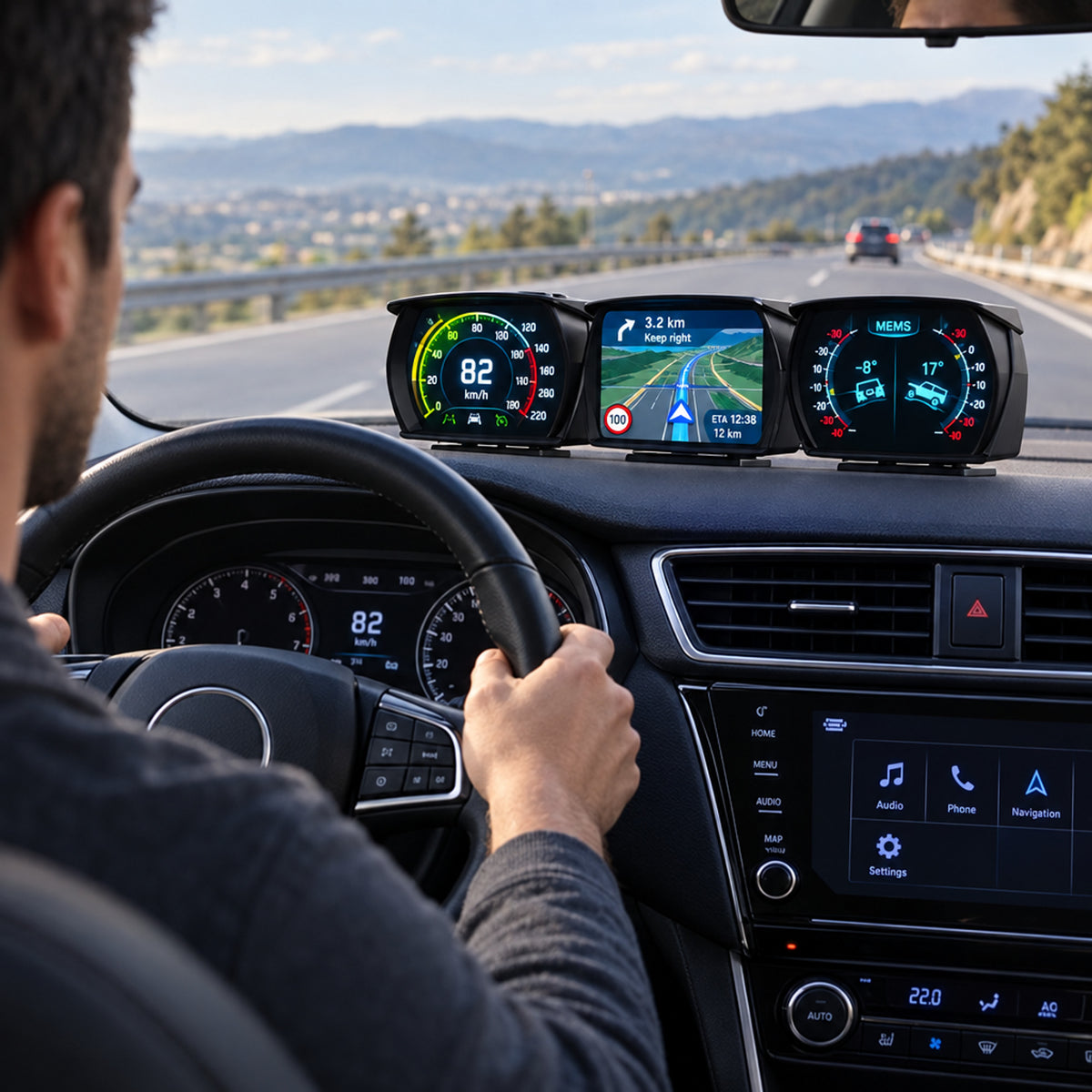Car Hud Display With OBD2 GPS Speedometer Inclinometer And Alarm Gauge For Real-Time Driving Information - Image 4