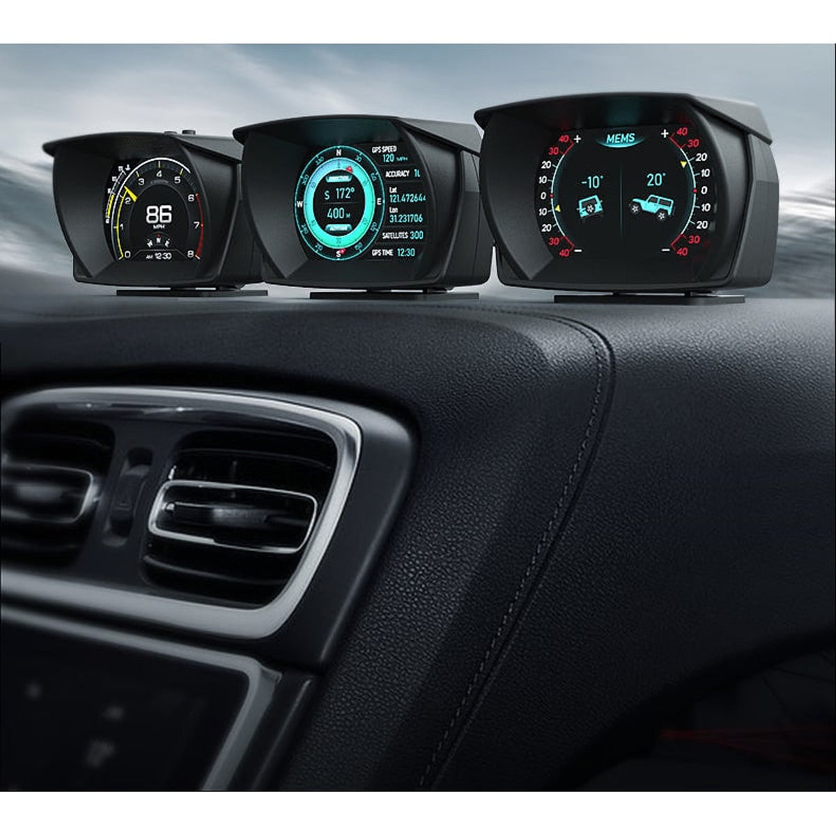 Car Hud Display With OBD2 GPS Speedometer Inclinometer And Alarm Gauge For Real-Time Driving Information - Image 5