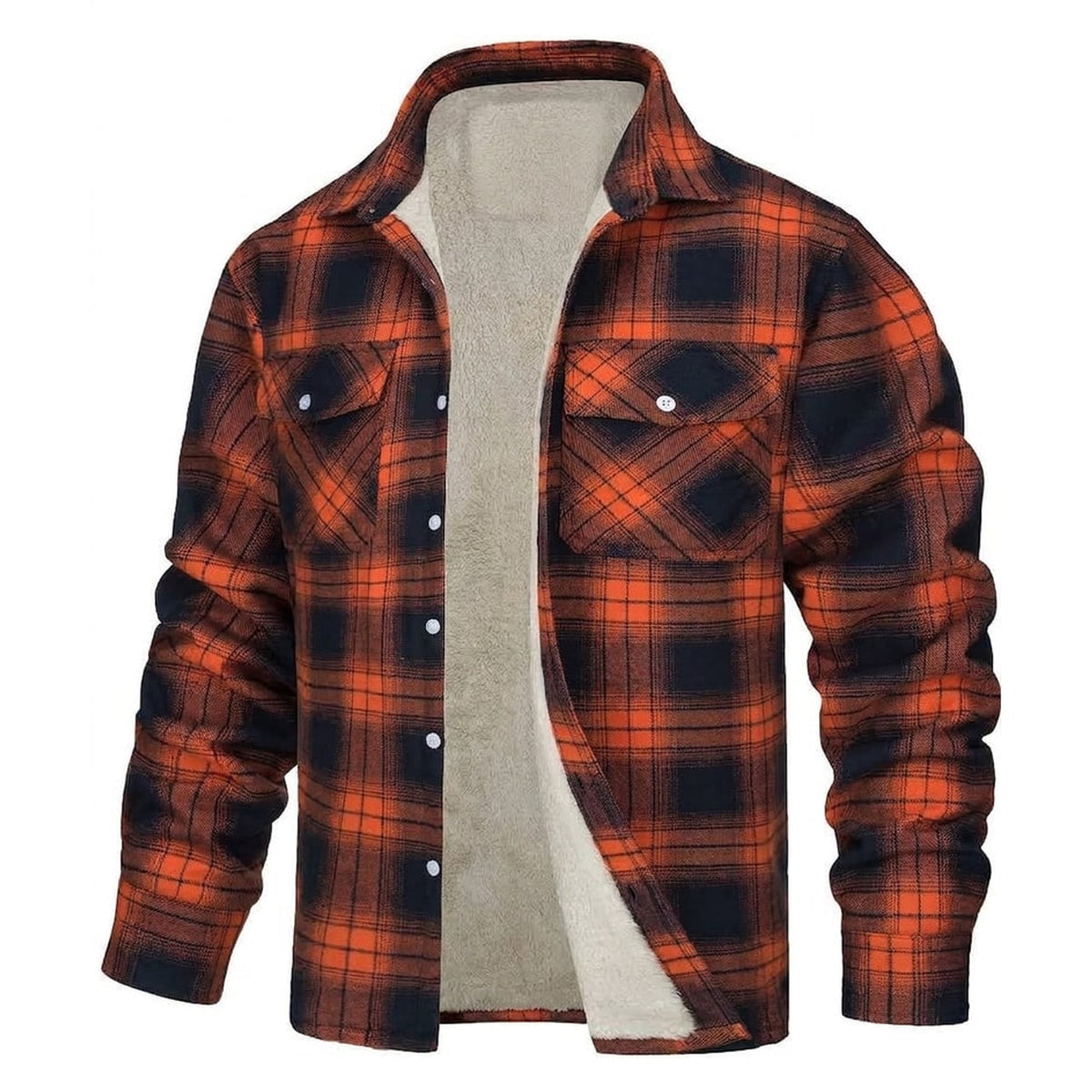 Casual Men's Sherpa Fleece Shirt Jacket With Warm Lining - Image 1