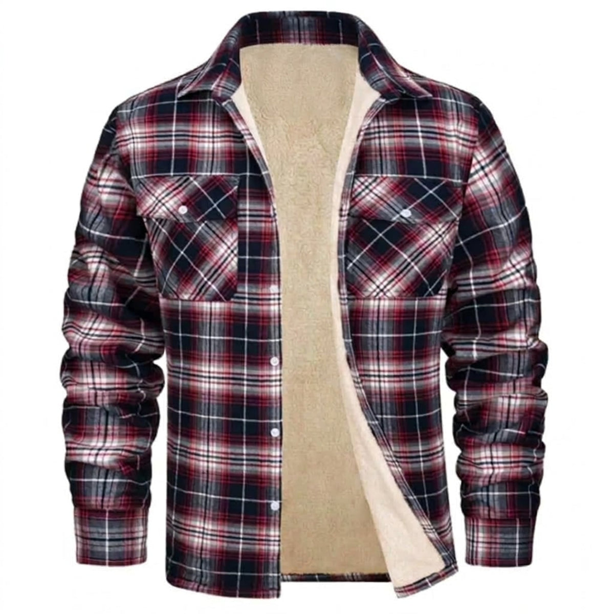 Casual Men's Sherpa Fleece Shirt Jacket With Warm Lining - Image 6